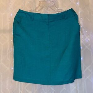 Larry Levine Women’s Chic Teal Mini Skirt Linen Blend Preppy Classic size 10 NWT
